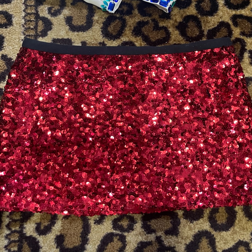 Betsey Johnson red sequin skirt large